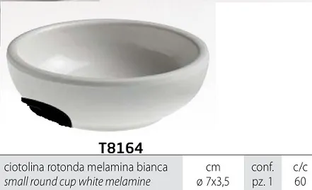 COPPETTA TONDA D7 H3.5 MELAMINA BIANCA