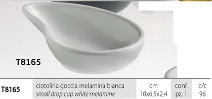COPPETTA OVALE CM10X6.5 H2.4 MELAMINA BIANCA