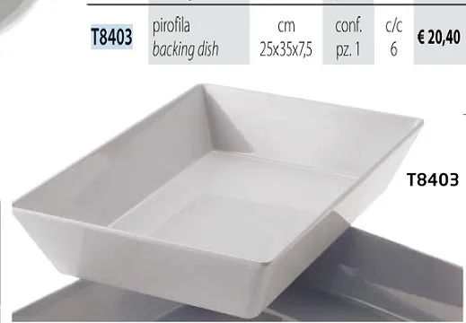 PIROFILA VASSOIO CM25X35 H7.5 MELAMINA BIANCA