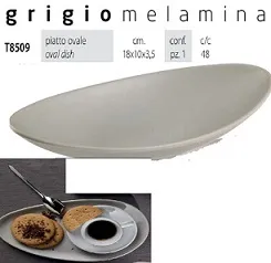 PIATTO OVALE CM18X10 H3.5 MELAMINA GRIGIO CHIARO