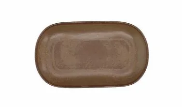 PIATTO OVALE PIANO CM24 TERRACOTTA BROWN BISCUIT 6PZXCF PORCELLANA