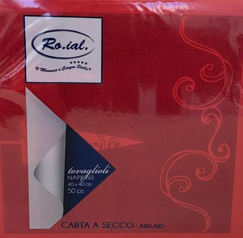 TOVAGLIOLO 40X40 AIRLAID CHRISTMAS ROSSO 50PZX20CFXCT NATALE