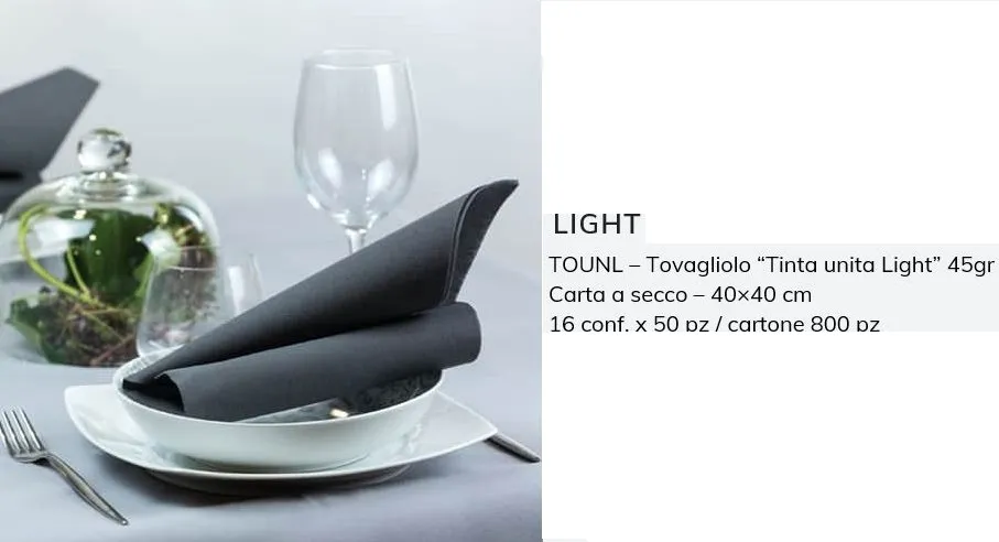 TOVAGLIOLO 40X40 AIRLAID LIGHT NERO 50PZX16CFXCT