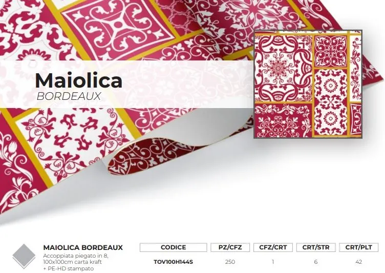 COPRIMACCHIA 100X100 GOFFRATA MAIOLICA BORDEAUX 250PZXCT