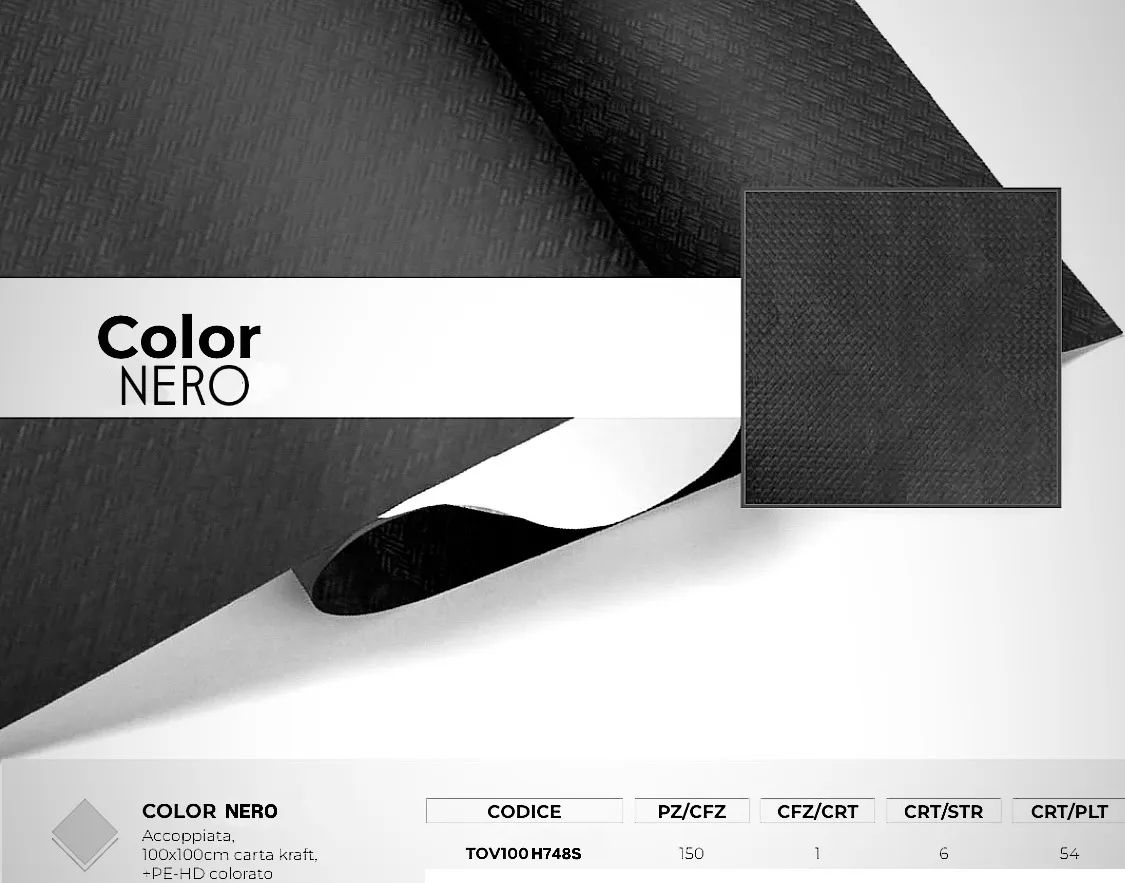 COPRIMACCHIA 100X100 GOFFRATA COLOR NERO 150PZXCT
