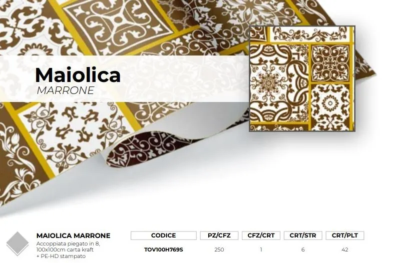 COPRIMACCHIA 100X100 GOFFRATA MAIOLICA MARRONE 150PZXCT