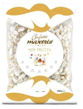 CONFETTO IMBUSTATO TWIST MIX FRUTTA MAXTRIS BIANCO MANDORLA 1KG
