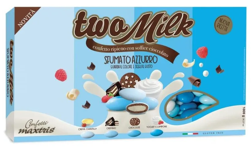 CONFETTO TWO MILK MAXTRIS SFUMATI CELESTE CIOCCOLATO 4 GUSTI 1KG