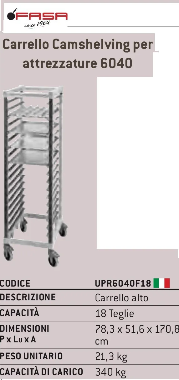 CARRELLO PORTATEGLIE P/18PZ CM78.03X51.6X170.8H C/RUOTE ACCIAIO
