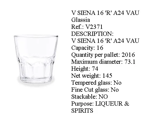 BICCHIERE TUMBLER BASSO SIENA 16CL 24PZXCF VETRO