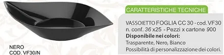 FING VASSOIO FOGLIA 30CC NERO 25PZX36CFXCT
