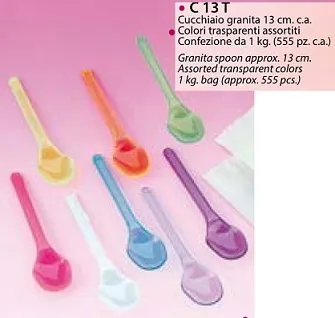 CUCCHIAIO GRANITA 13CM COLORI ASSORTITI 1KG 12CFXCT RIUTILIZZABILE